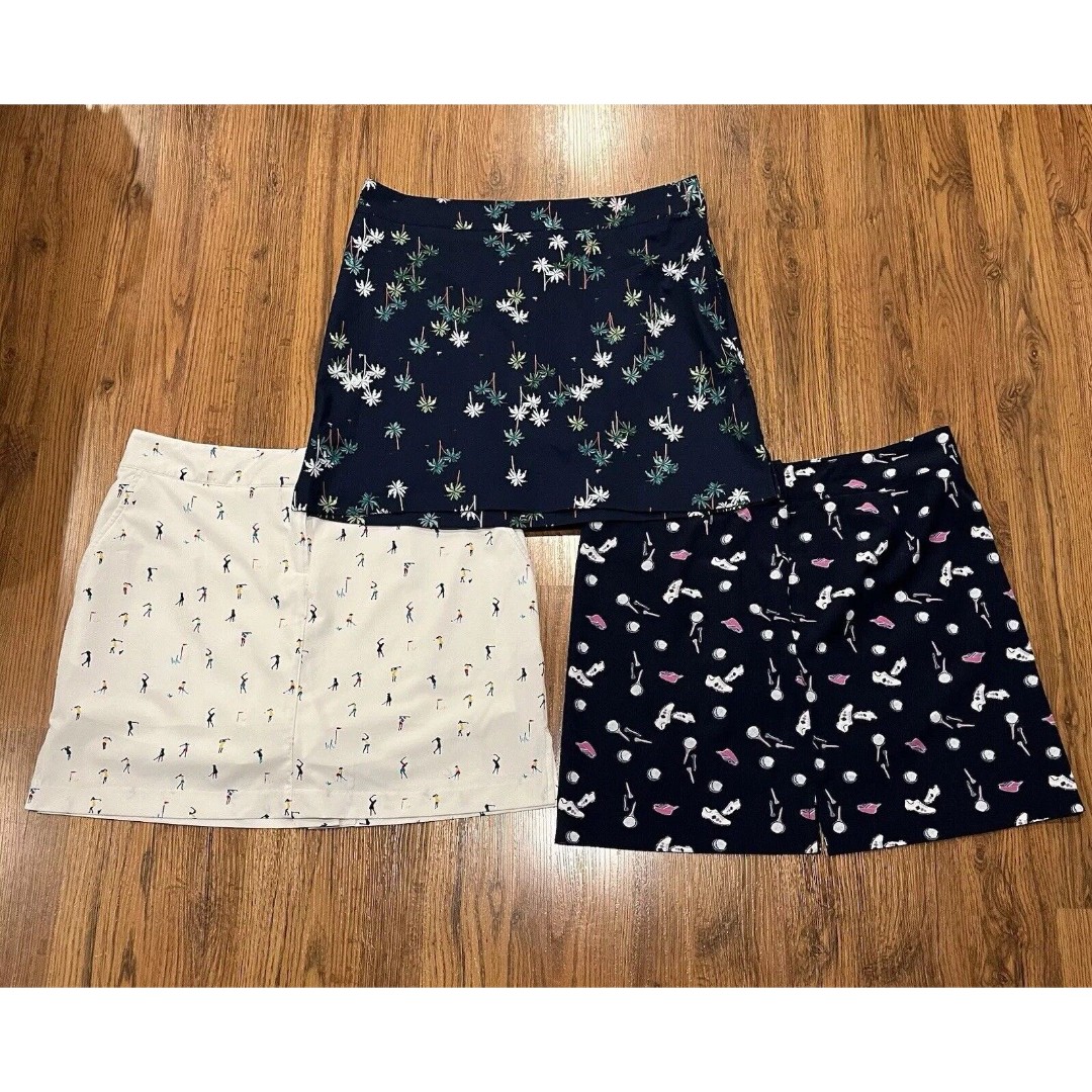 Izod Skort Women's 10 Golf Navy White Stretch Palm Tree Clubs Print Skirt Lot 3