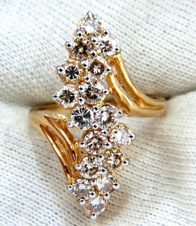 2.00ct Natural Lt Brown Diamonds Rounds Cocktail Prime Cluster ring 14kt