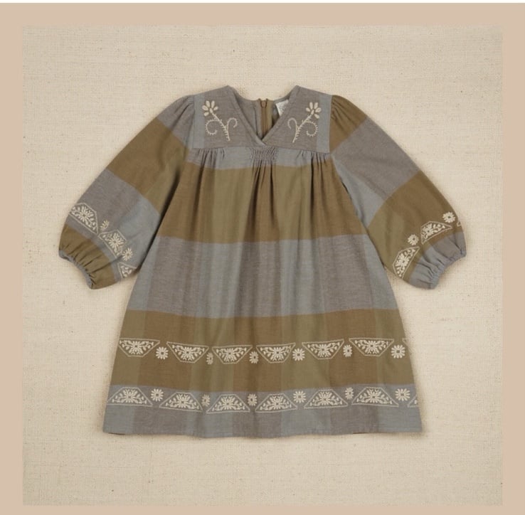 Apolina Willow Dress - Brushed Blanket - Plaid Flannel Embroidered Dress 7-9 Yea