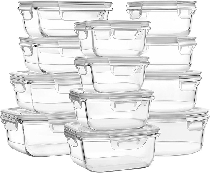 12 Sets Glass Food Storage Containers with Lids