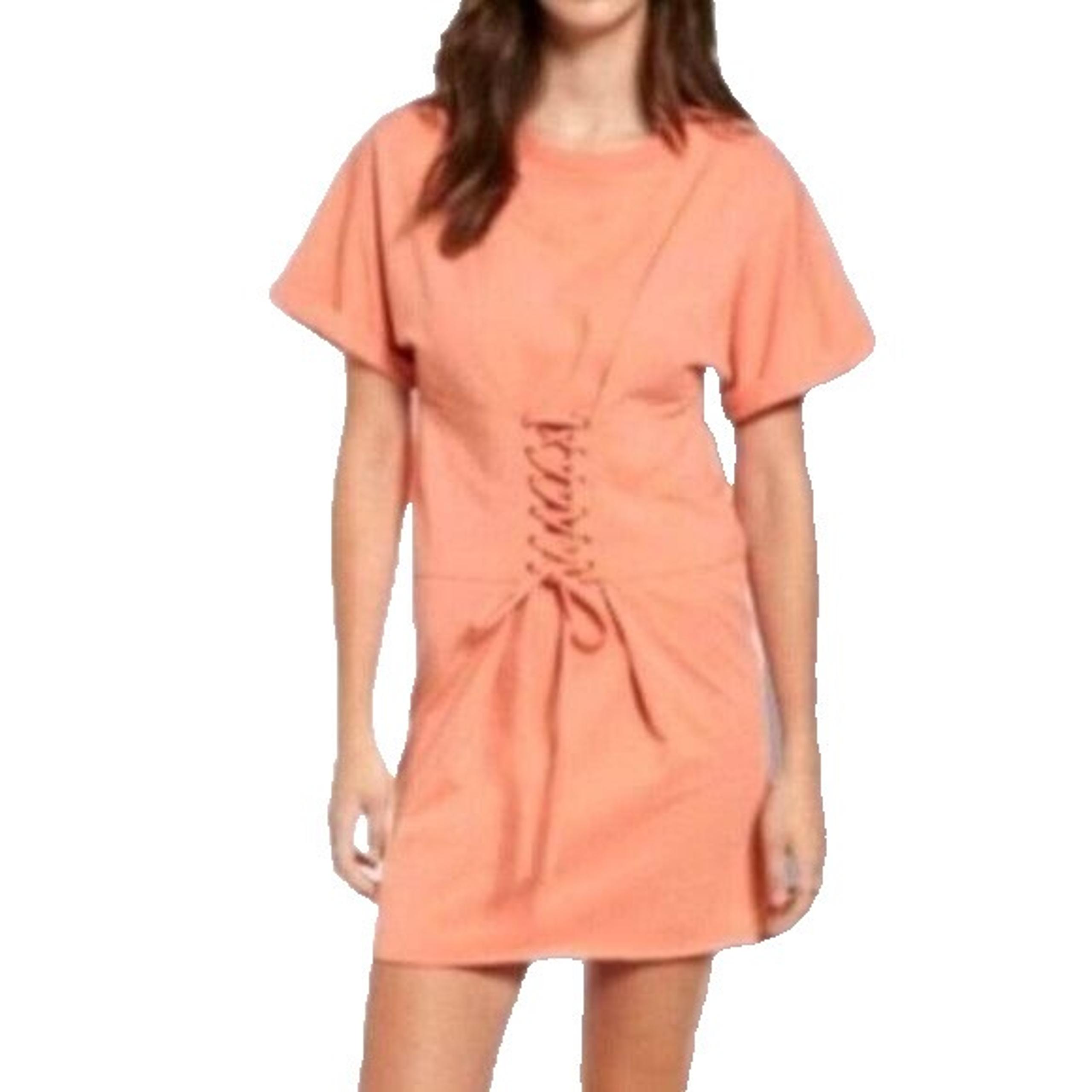 bp T-Shirt Corset Dress  Stretch Coral Cotton Adjustable Waist Women's Small