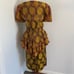 Vintage NONA Fashion USA Shimmer Gold Floral 2 Piece Jkt Ruffles Midi SZ M