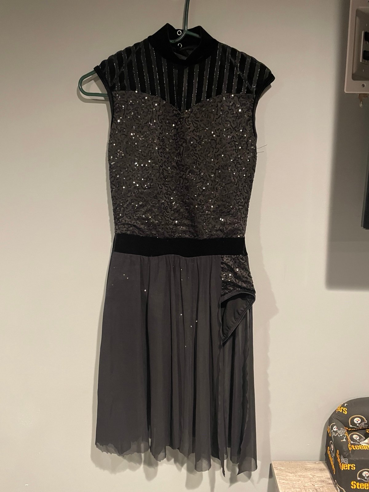 Weissman Black Velvet Ballet Jazz Dance Costume, Adult Medium & hair accessory