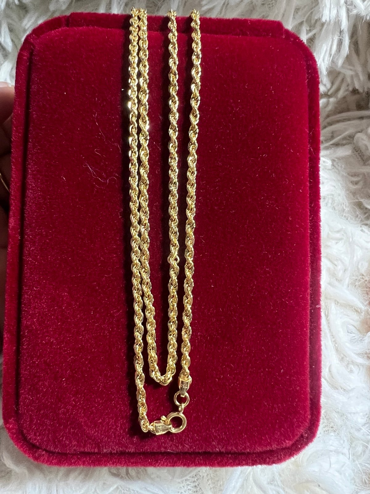 Solid 18k yellow gold rope design chain size 18” long