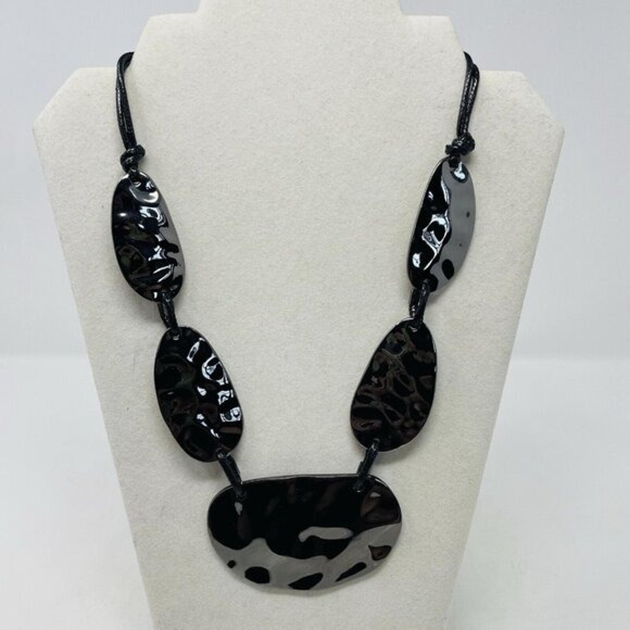 Style & Co. Silver-Tone Black Cord Hammered Drama Statement Fashion Necklace $38