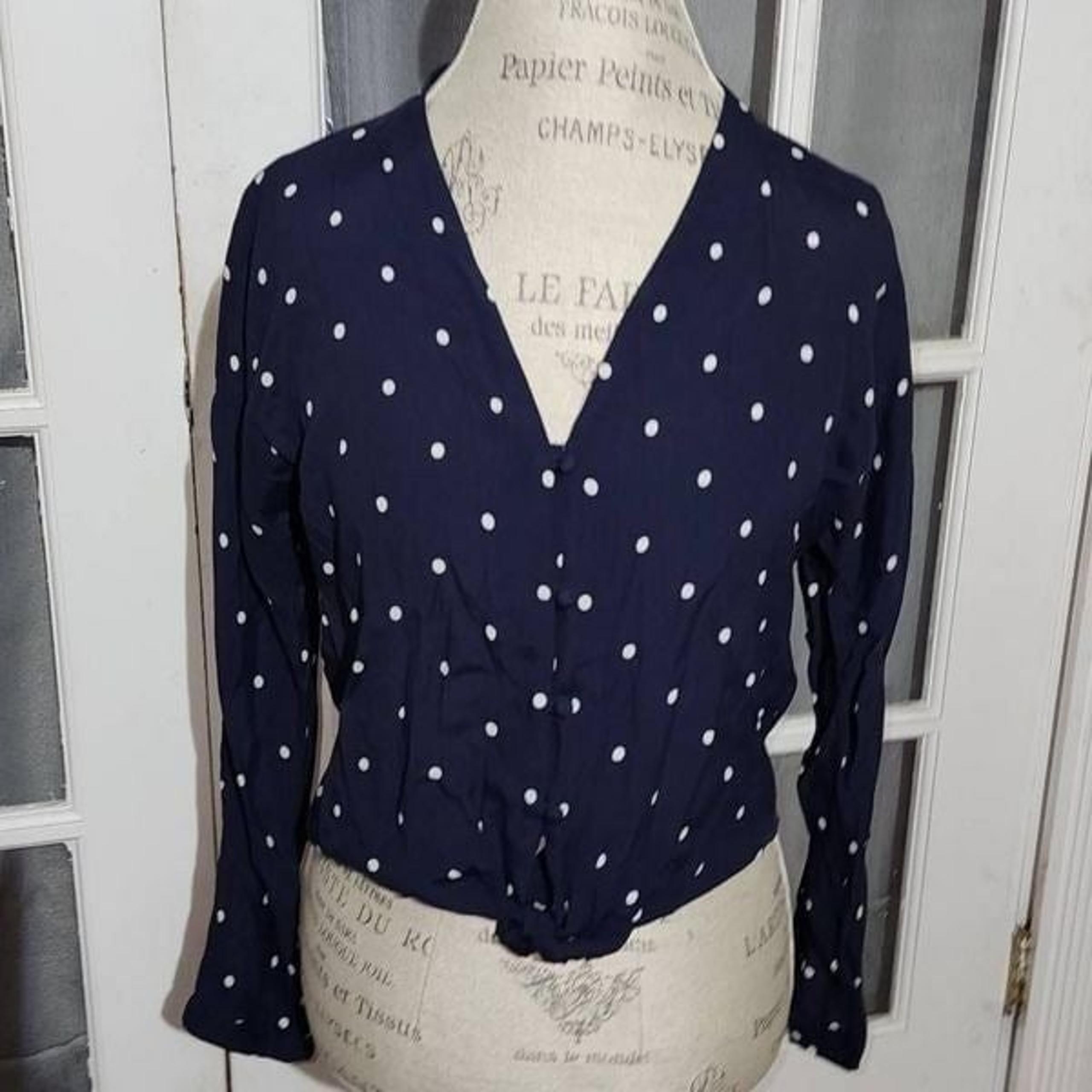 Rails Womens Navy Blue Polka Dot Sloane Blouse XS