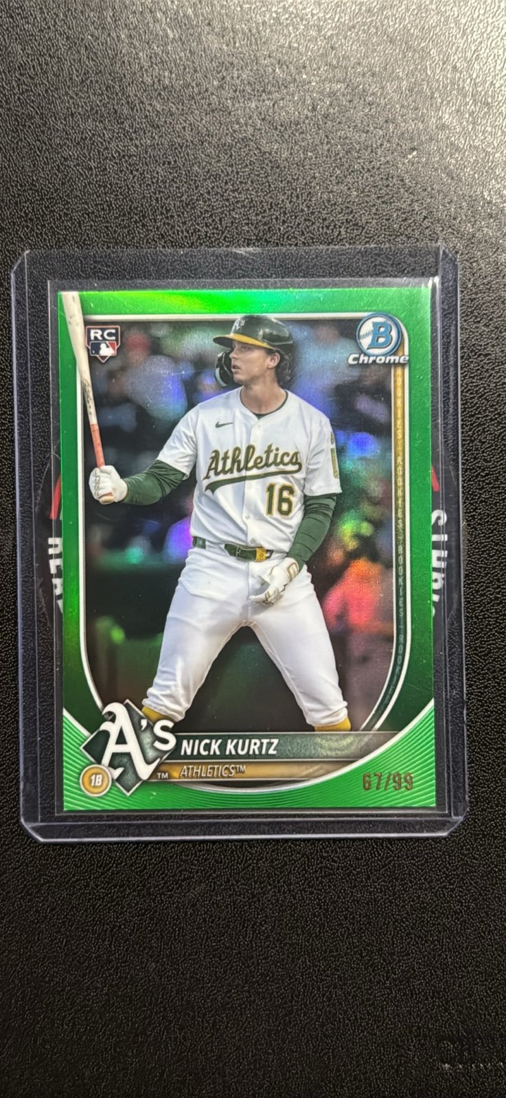 2025 Bowman Chrome Nick Kurtz #93 Green Refractor Rookie RC /99 Athletics