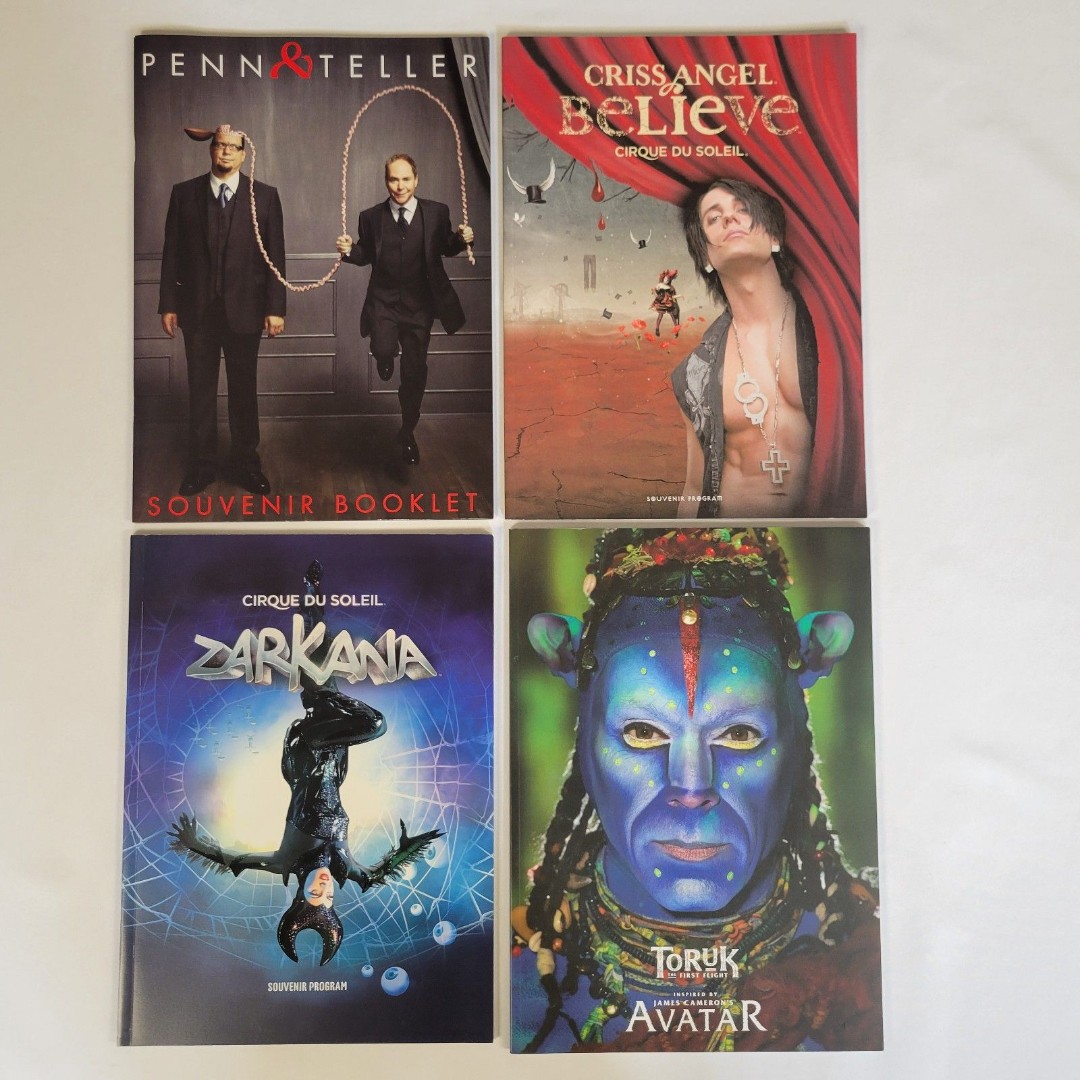 Lot 4 Las Vegas Souvenir Program Books Cirque Du Soleil Penn Teller Angel Toruk