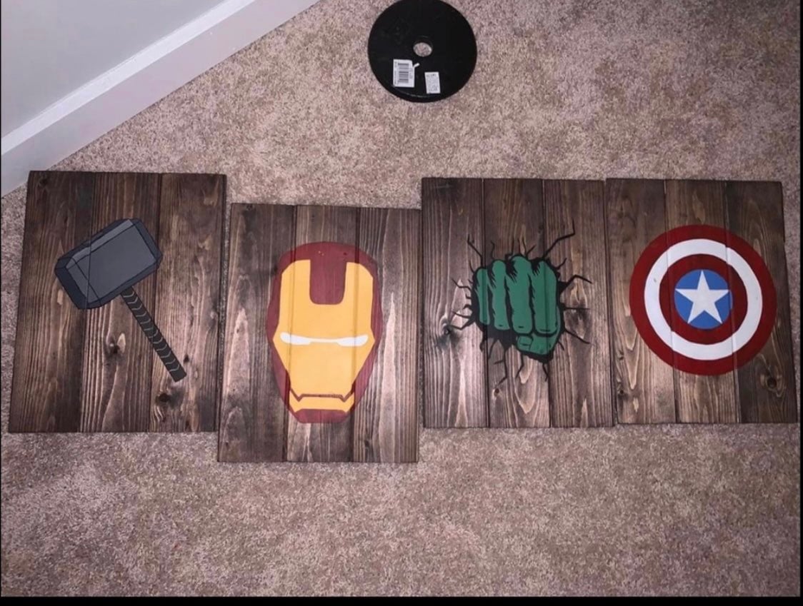 Painted Wooden Avengers Hangings