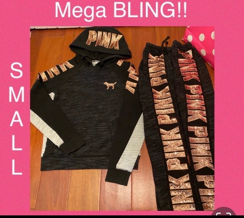VS PINK MEGA BLING Hoodie & Jogger Pant - HARD TO FIND SET