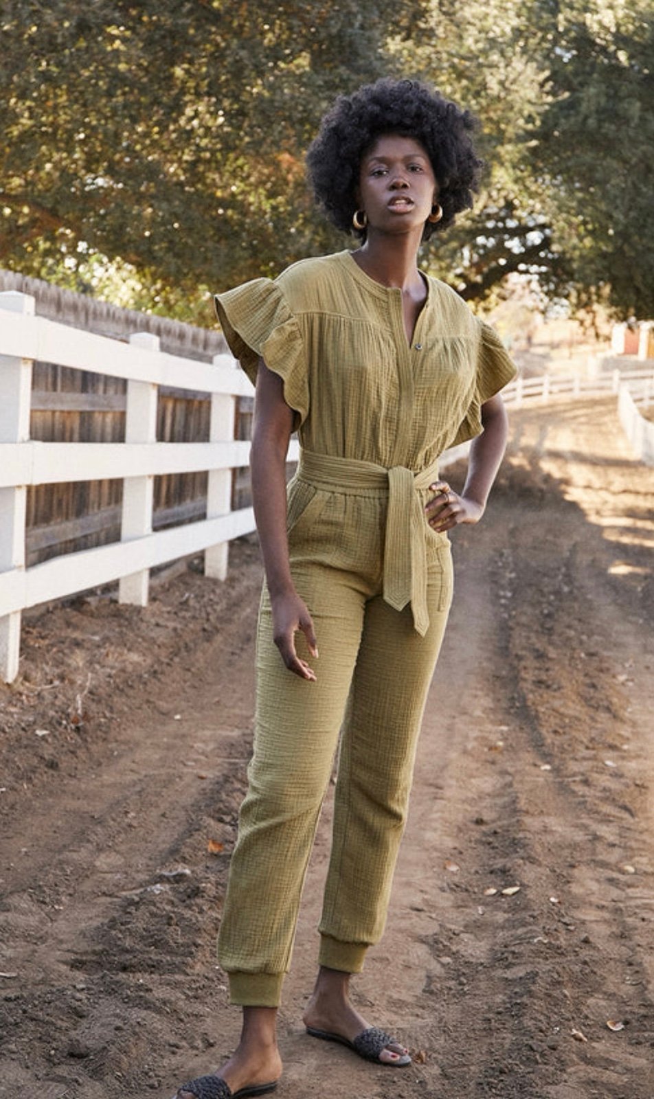 SAYLOR Olive Green Christina Jumpsuit - Short Sleeve Pockets (Size M)
