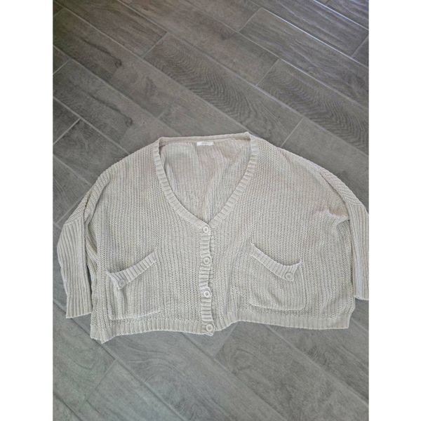 Millau Knit Oversized Knit Crochet Cardigan Beige Size Small Medium