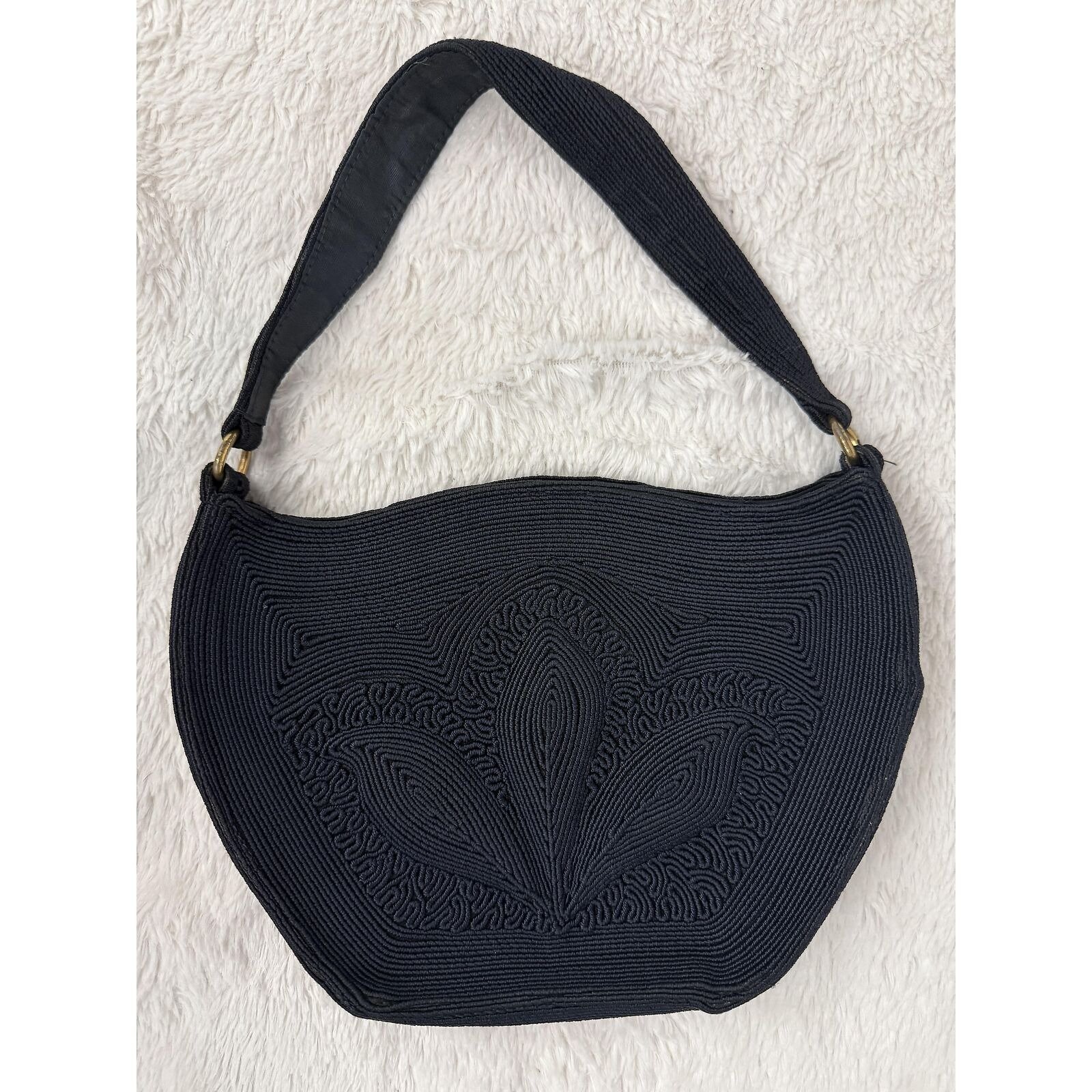 Nanette Corde Black Purse Vintage Versace Black Textured Design