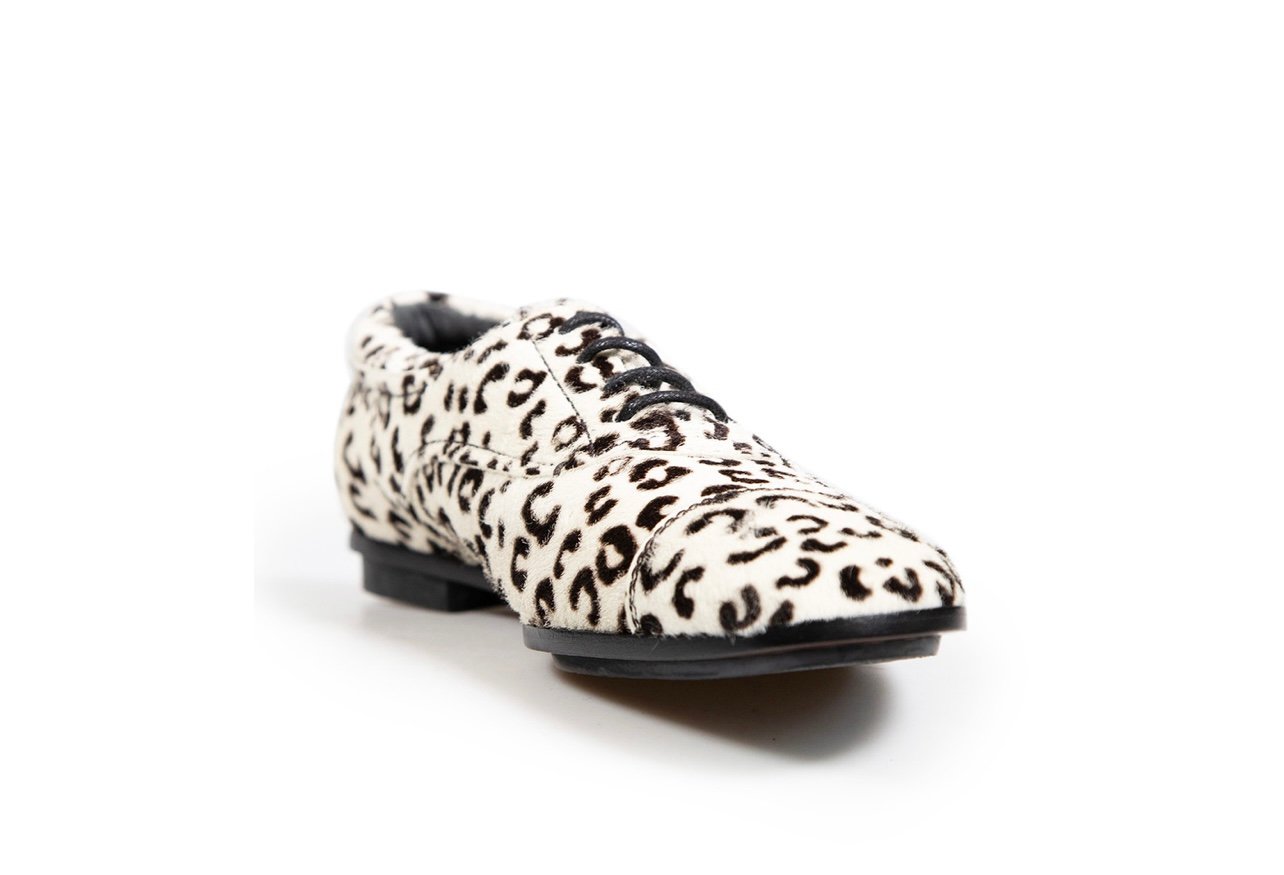 Tod's Ponyhair Leopard Print Brogues Leather Oxford White&Black Flat Shoes IT 38