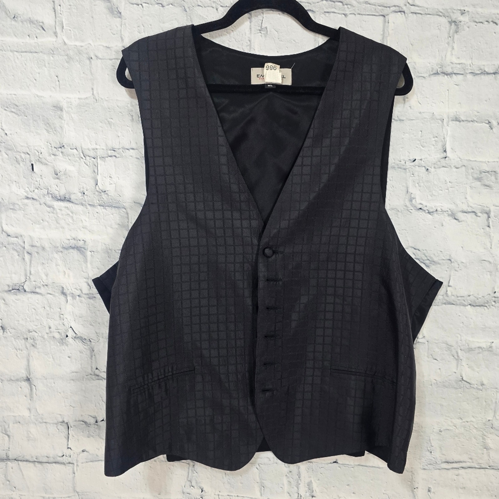 Emanuel Ungaro men vintage vest Sz XL black silk A23