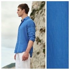 NWT. Massimo Dutti Man Blue 100% Linen Shirt. Size S.
