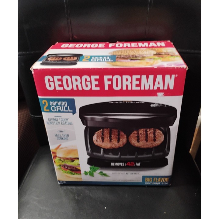 George Foreman 2-Serving Nonstick Indoor Grill & Panini Press - New