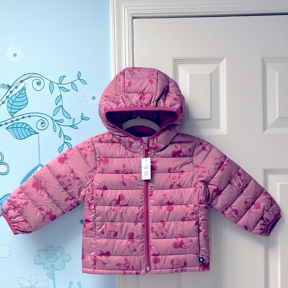 NWT Baby Gap Disney Pink Minnie Mouse Puffer Hooded Jacket Toddler Girl 2 Years!