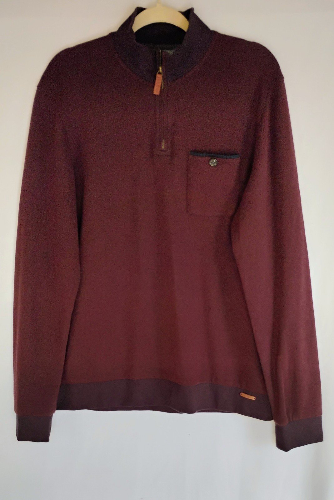 Ted Baker London Pullover Sweater Sz 5 (42 USA Sz) Mock Funnel Neck Burgandy J-3