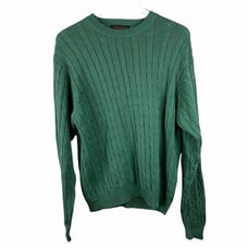 Brooks Brothers Green 100% Mercerized Cotton Cable Knit Pullover Sweater Size M