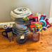 Fall/Thanksgiv ing Gift Bundle- Blanket, Candle, Mug w/Coffee, Earrings
