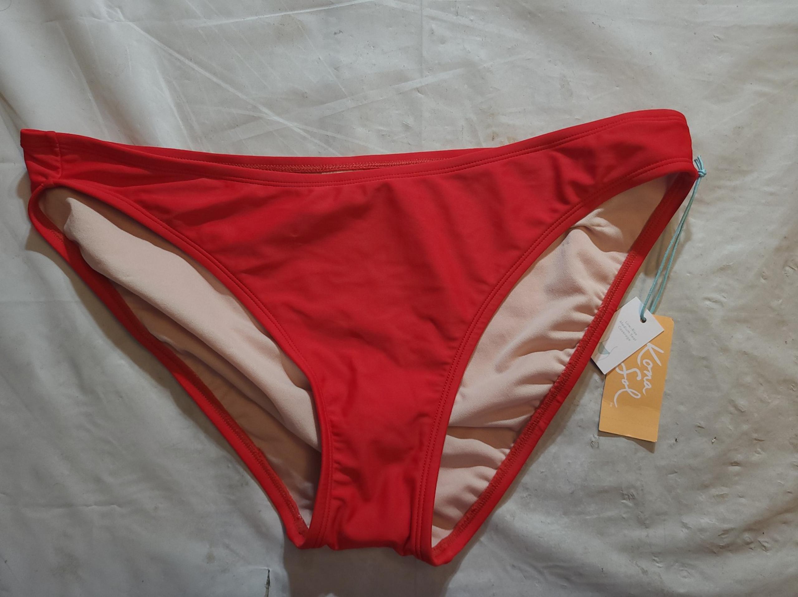 Women's Classic Full Coverage Hipster Bikini Bottom Kona Sol Red Size XL
