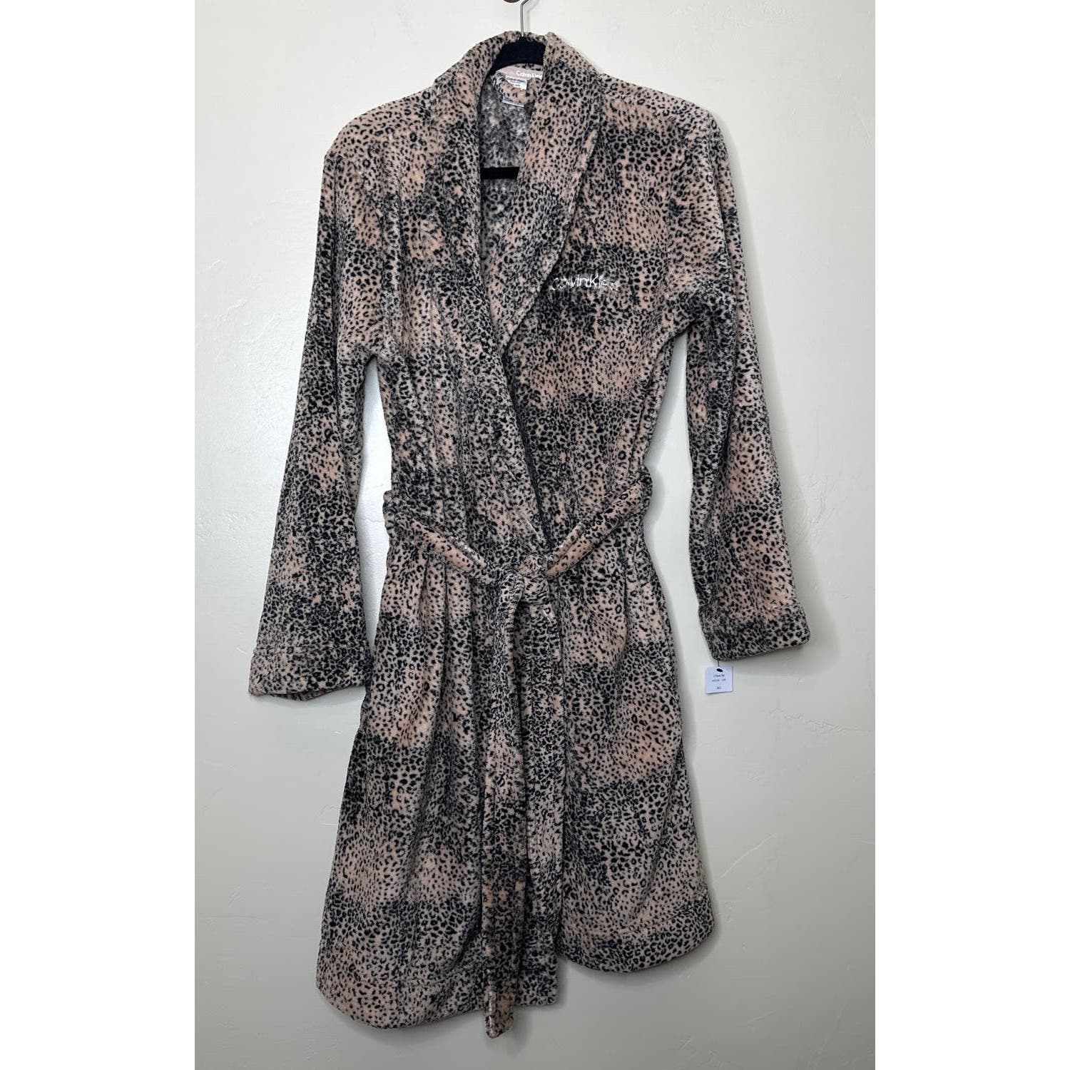 Calvin Klein Cheetah Leopard Plush Soft Bath Robe Sleepwear Size XS/S NWT