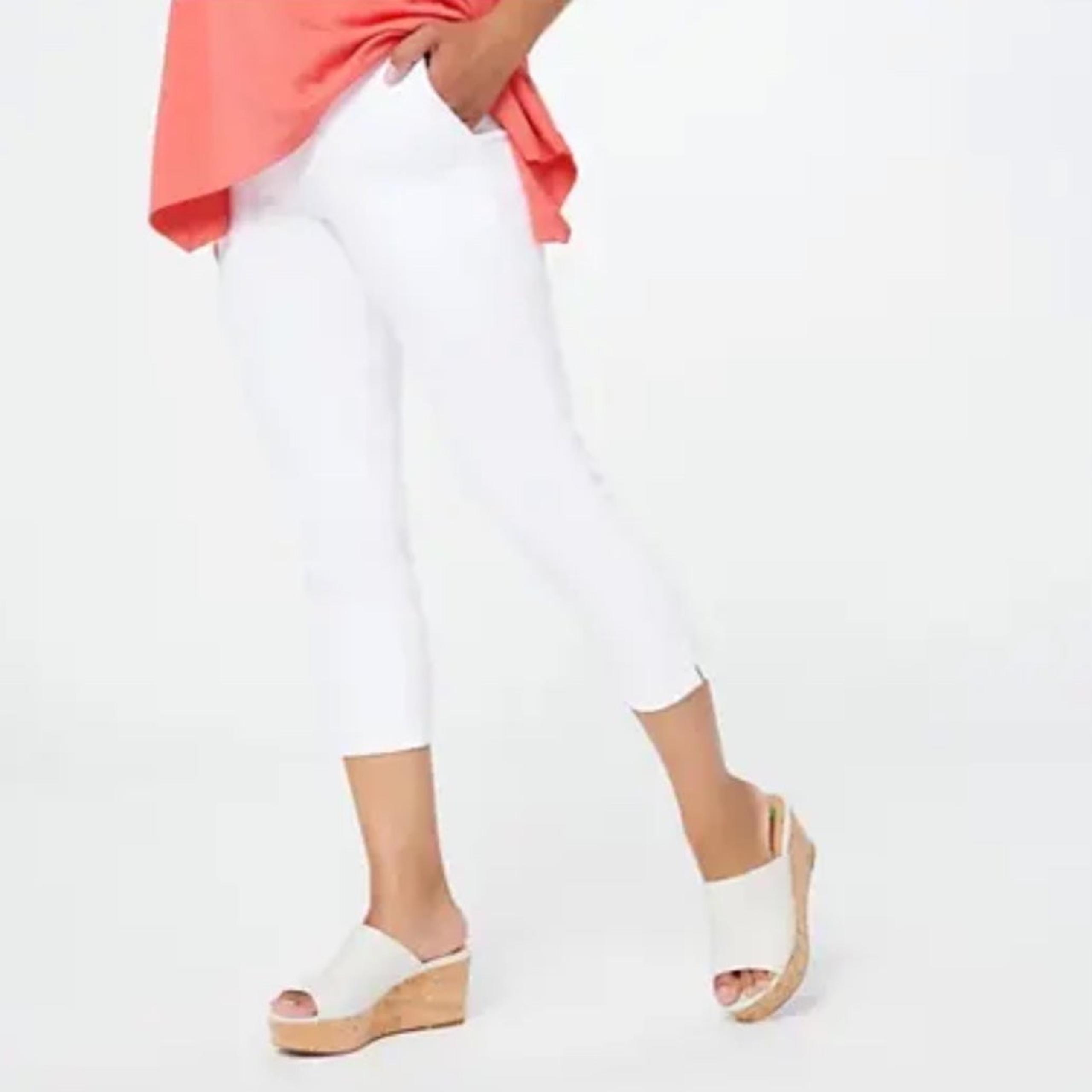 NWT Women With Control Women's Pants Pull-On Pedal Pushers White Sz S