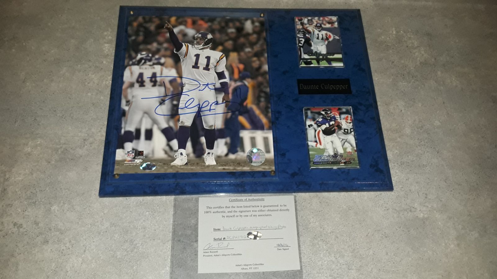 Daunte Culpepper signed Vikings plaque