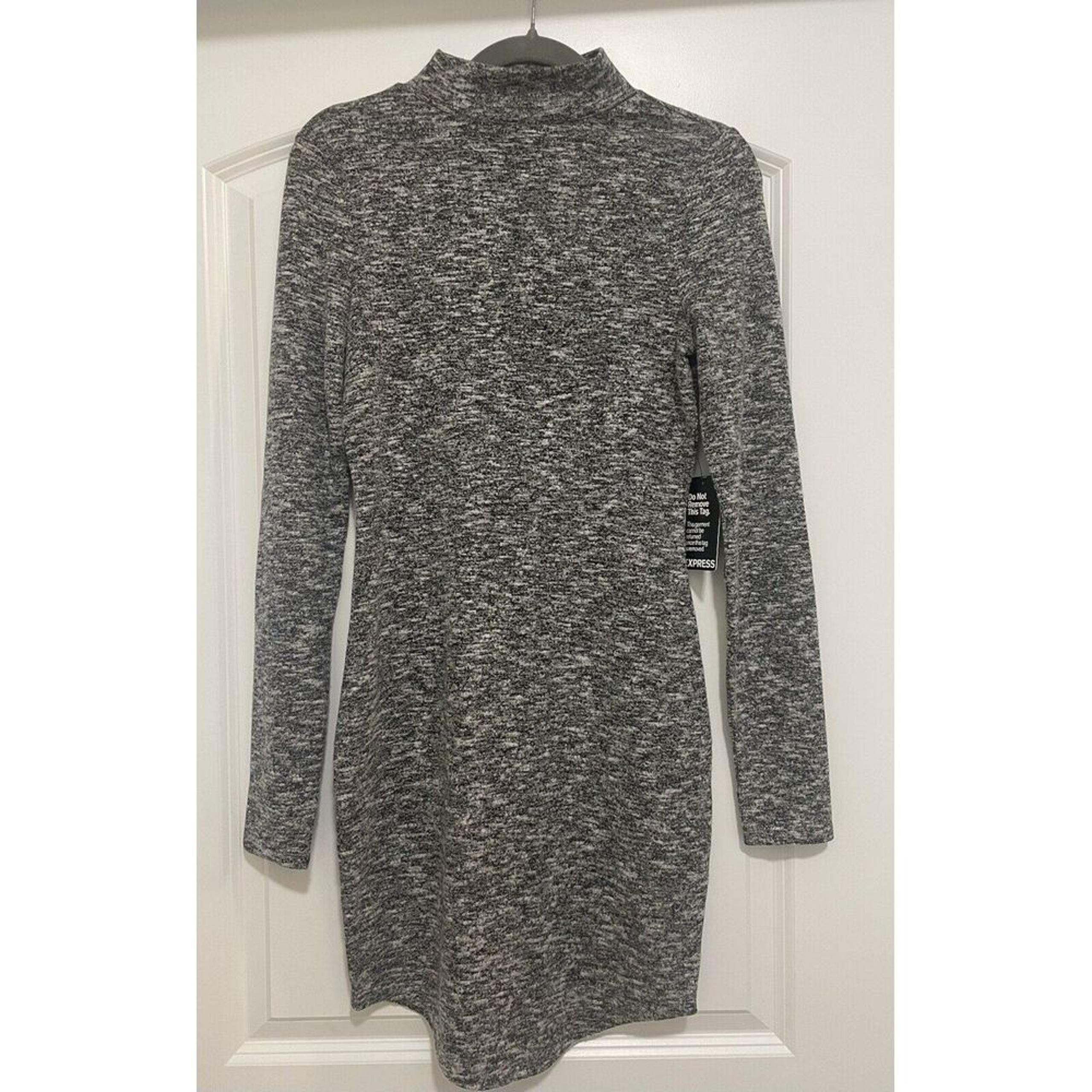 New Express Womens Heathered Gray Lightweight Mock Neck Long Sleeve Small