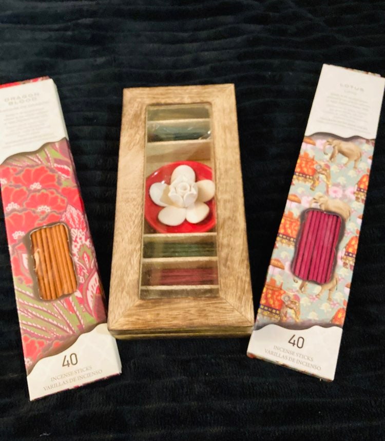 NWT Flora Classique Wooden Box /Incense Holder + Gift