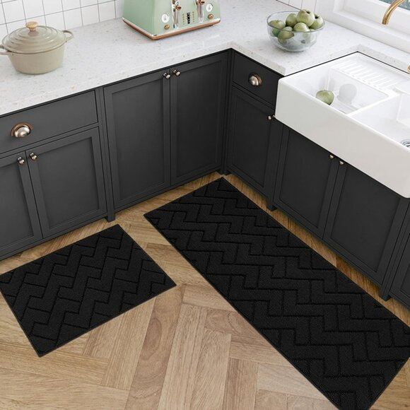 NEW 2 Pieces Kitchen Rugs & Mats Sets,Super Absorbent Polypropylene Non-Slip Rug