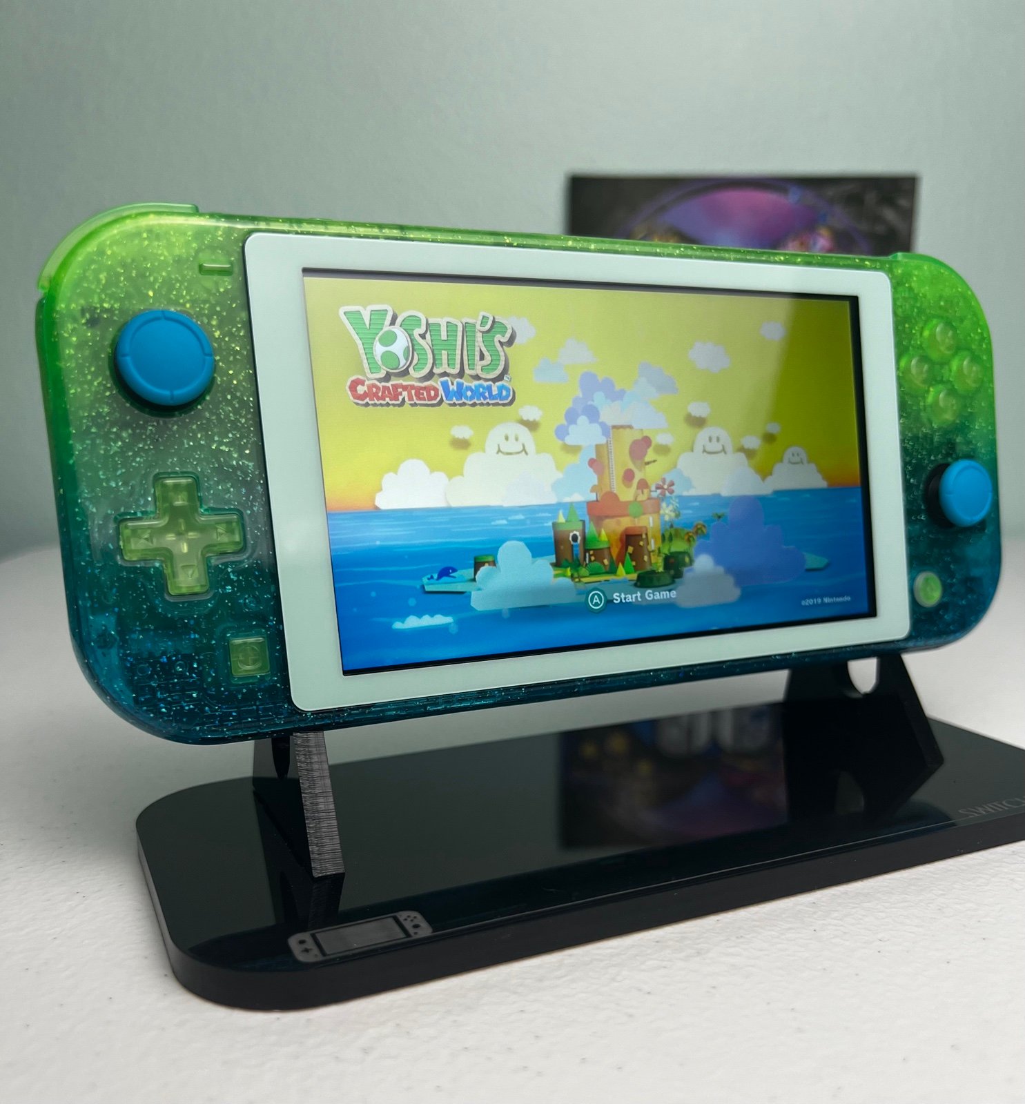 Glossy Glitter Transparent - Gradient Blue Green - Custom Switch Lite