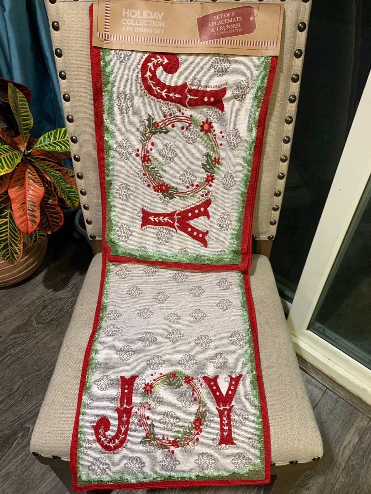 Christmas “JOY” Table Runner and Placemat Set