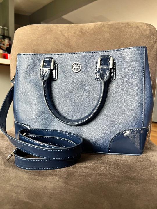 Tory Burch Robinson Blue Triangle Tote Bag ECU