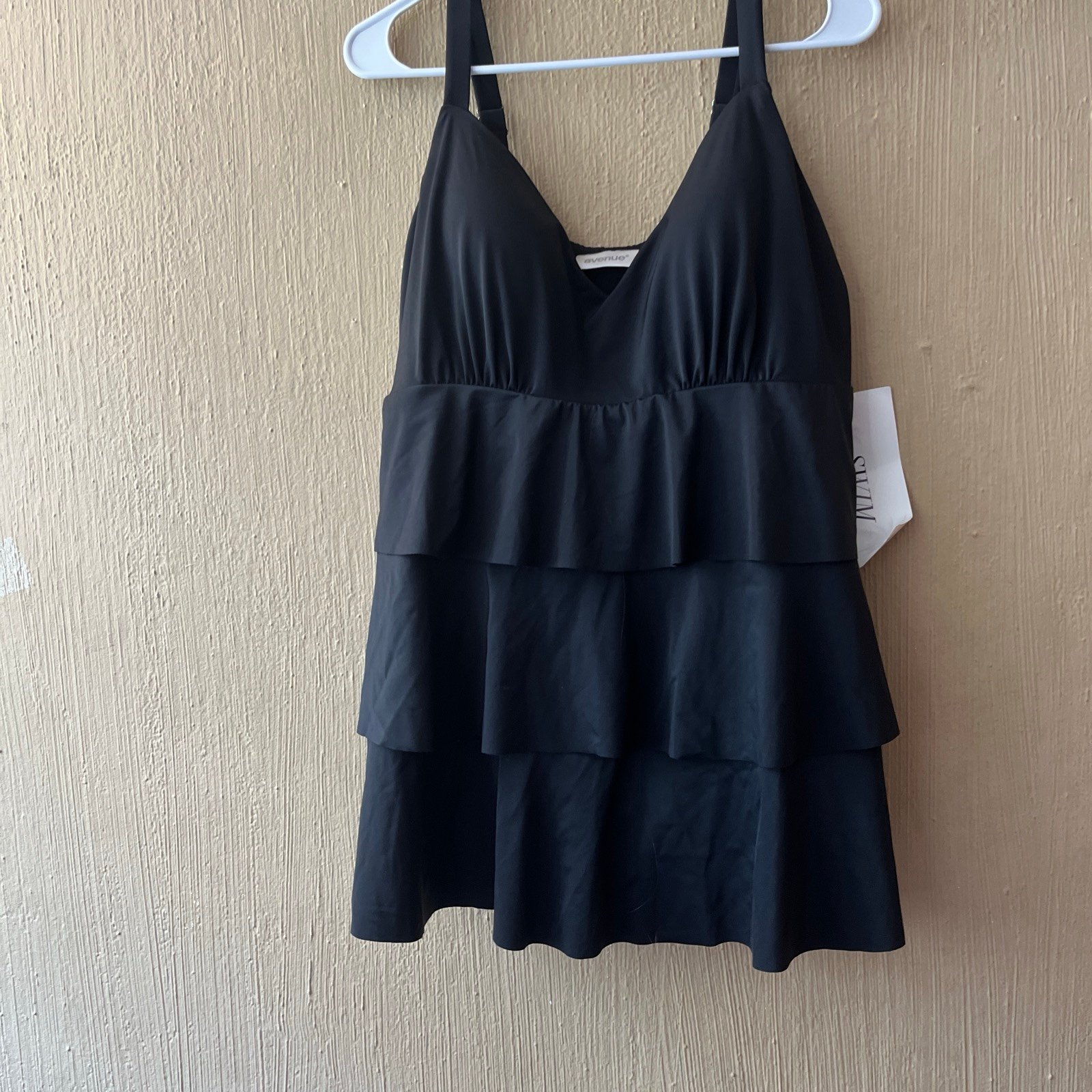 NWT Avenue Black Ruffle tier Swim Suit one piece Women's Plus Size 18
