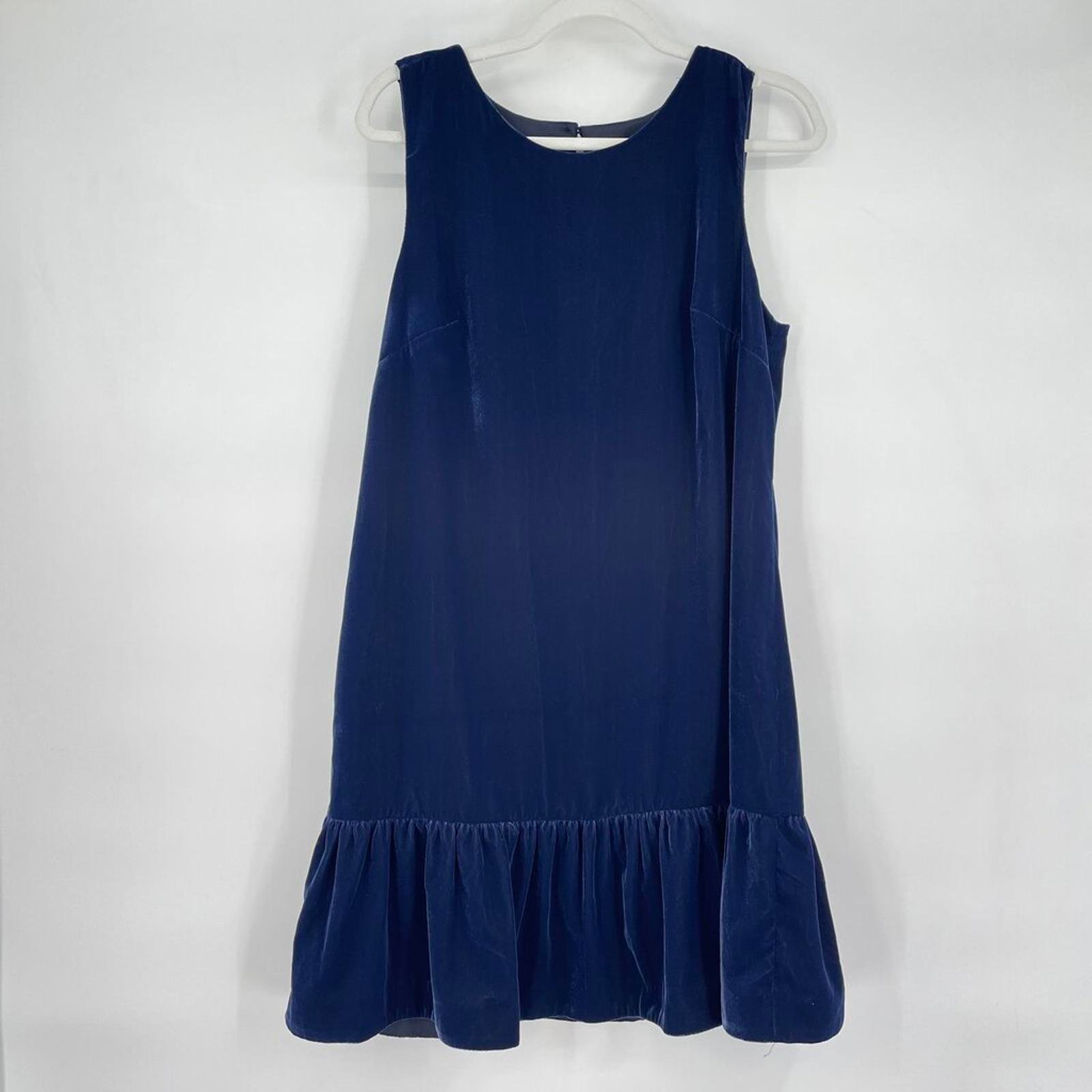 Women's J. Crew NWT Velvet MSRP 144 Midnight Blue Dress 12