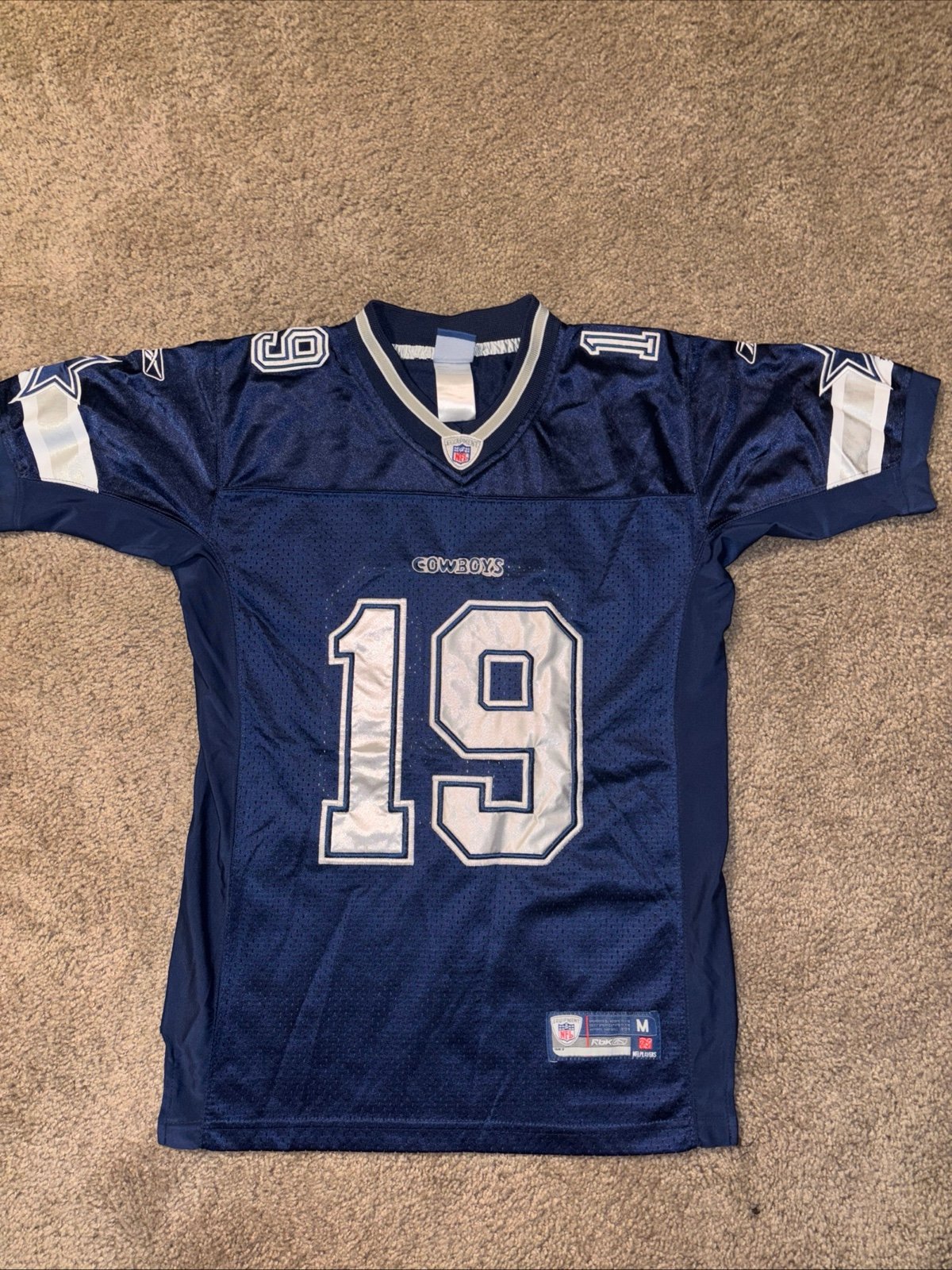 Miles Austin 19 Dallas Cowboys NFL Reebok ONFIELD Sewn On Jersey Size 12-14 Sz M