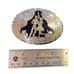 Vtg Square Dancing Belt Buckle Nickel Silver Blue Enamel 3.25 x2.25 Rockabilly