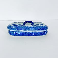 Vintage Victoria Ware Ironstone Blow Flow Covered Divided 3 part Condiment Dish