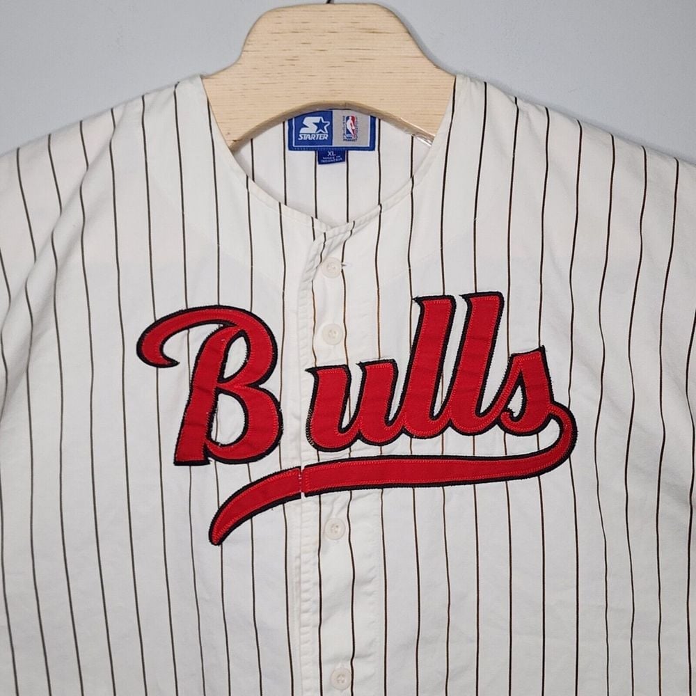 Chicago Bulls Sleeveless Starter NBA Button Baseball Type Jersey Adult XL READ