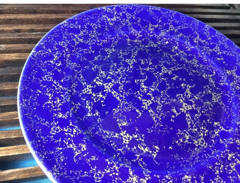 LOUCARTE MADE IN PORTUGAL COBALT & GOLD LARGE DINNER PLATE CHARGER 4 pieces 12