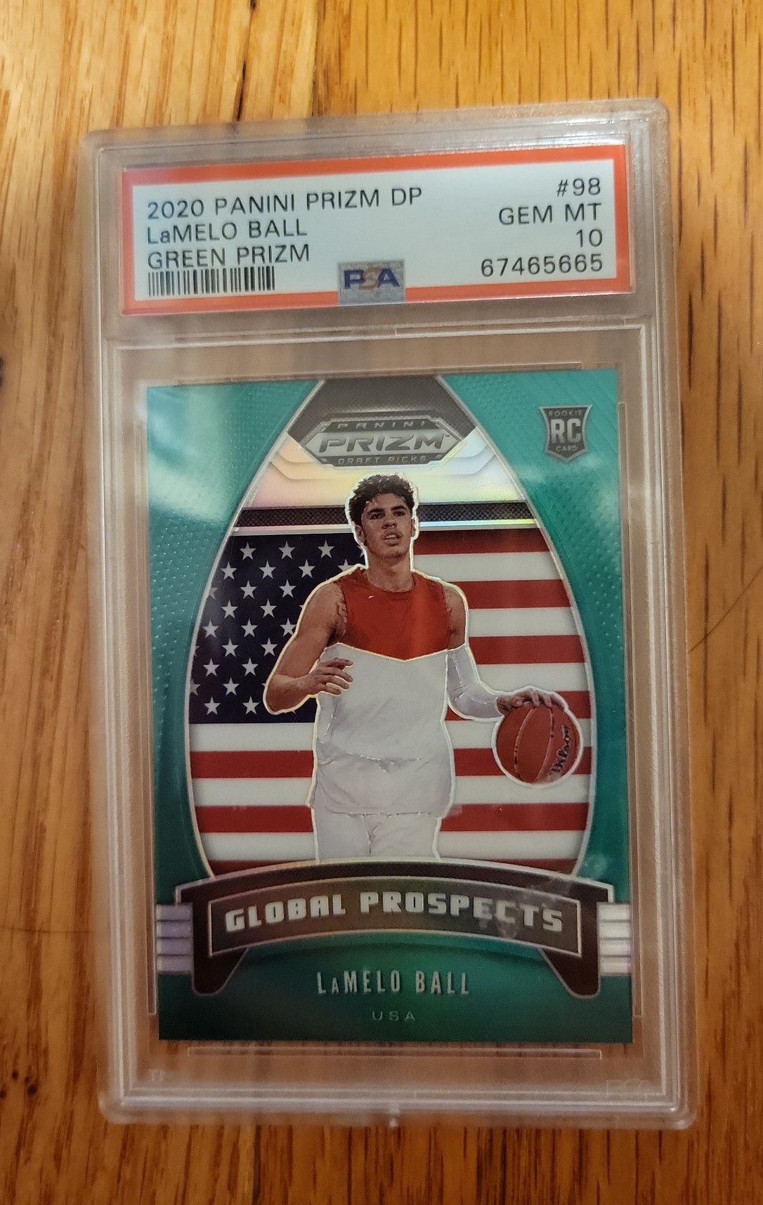 2020 Panini Prizm DP LaMelo Ball Green Prizm Global Prospects RC PSA 10 Gem #98