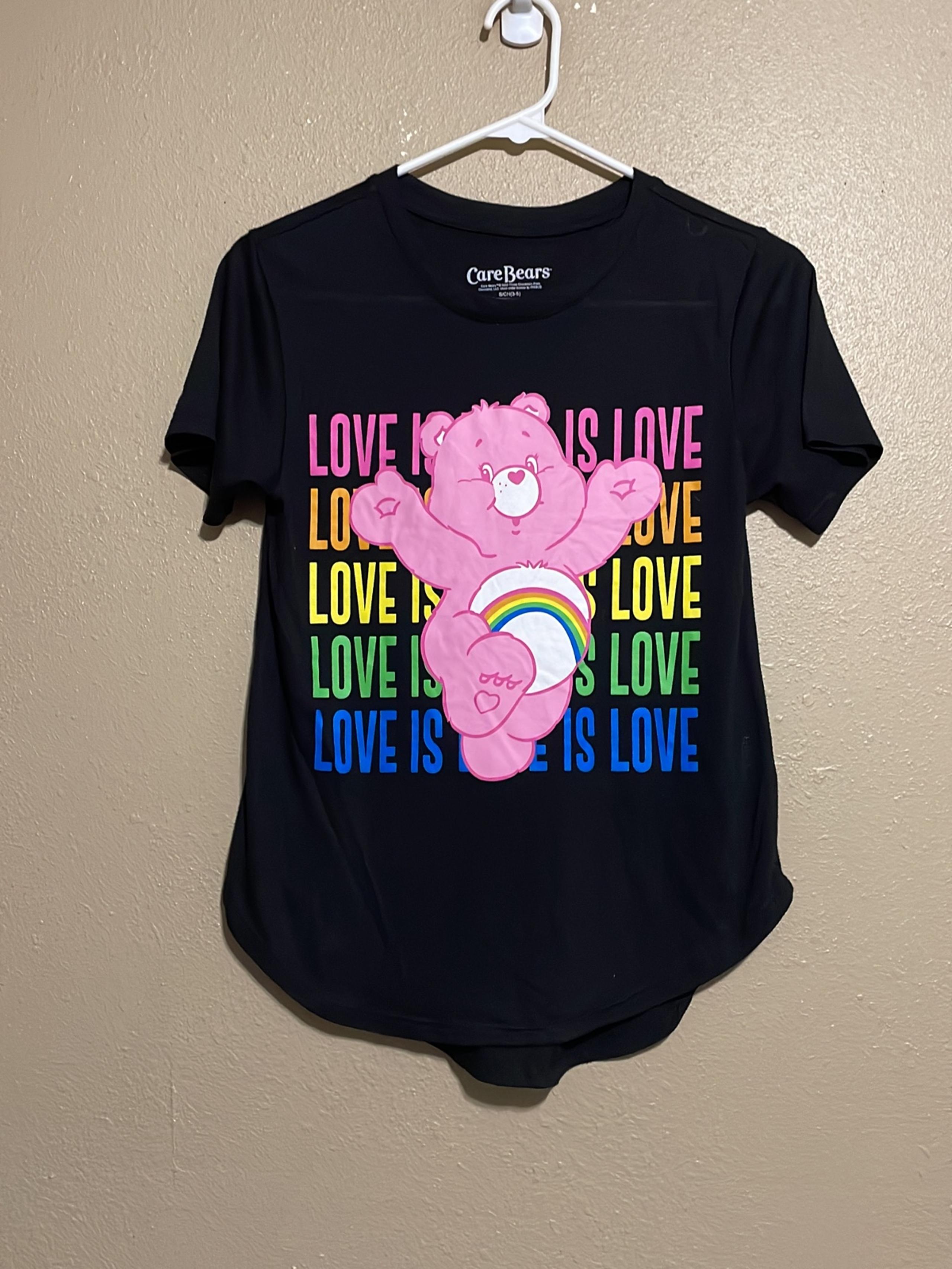 Care Bears Love Colorful Graphic Black Short Sleeve Crewneck T-Shirt Women’s S