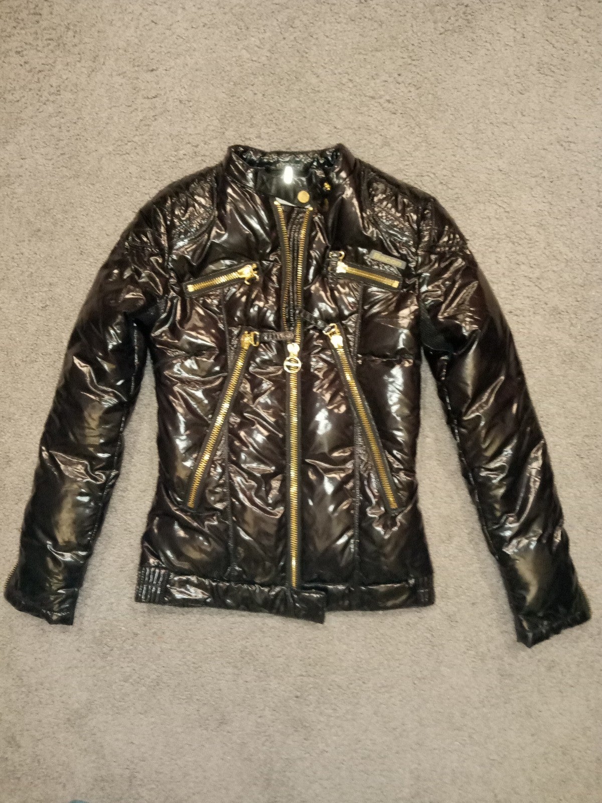 Bacon Goose Black Shiny Down Puffer Ski Jacket Coat