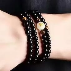 Natural Obsidian Mala Bracelet-Tiger's Eye Bracelet-108 Mala Beads Necklace