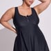 Wireless Long Zip-Front Swim Dress With Short