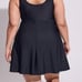 Wireless Long Zip-Front Swim Dress With Short