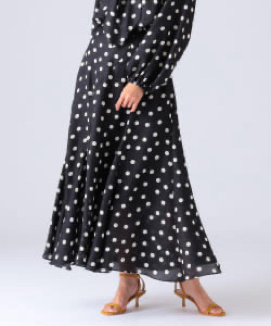 Effebeams Dot Flare Long Skirt 36
