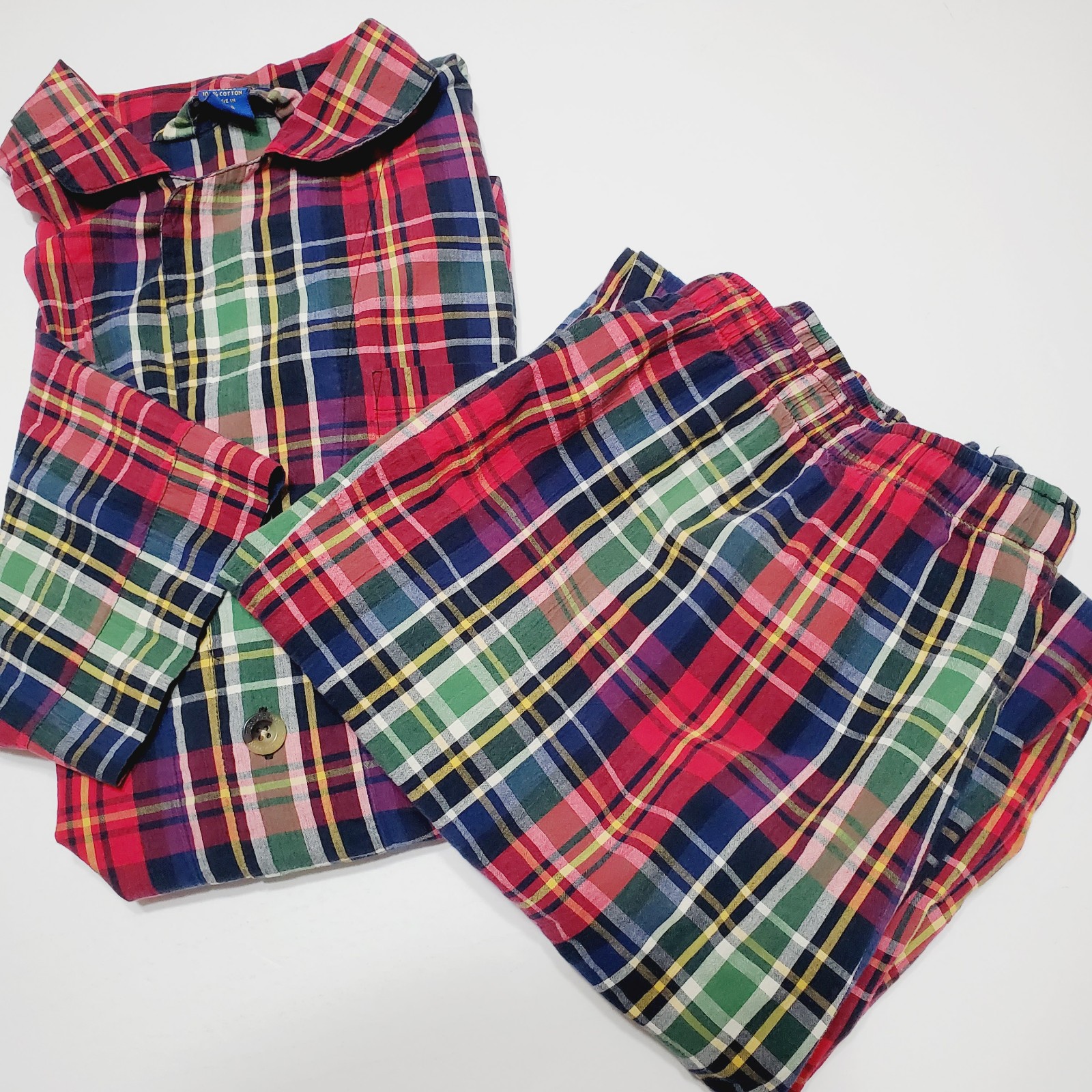Pendleton Men's Pajamas Red Plaid Pattern Size Large 2 Piece Long Sleeve